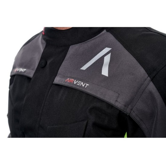 Geaca moto textil Adrenaline Pyramid 2.0, negru/fluo/gri, marime M