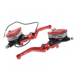 Set manete moto frana si ambreiaj, hidraulic, rosu