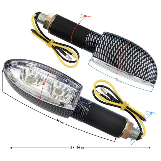 Set semnalizari moto Moretti E-Mark RVS2 12 led-uri smd, carbon