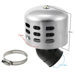 Filtru aer sport Rival Store, cu capac protectie, diametru 38mm, argintiu