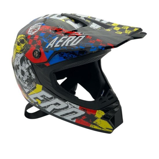 Casca cross/atv copii Mejia Skeleton negru/rosu/galben marime L