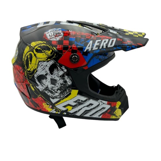 Casca cross/atv copii Mejia Skeleton negru/rosu/galben marime L