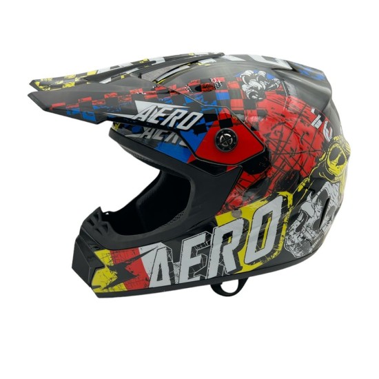 Casca cross/atv copii Mejia Skeleton negru/rosu/galben marime L