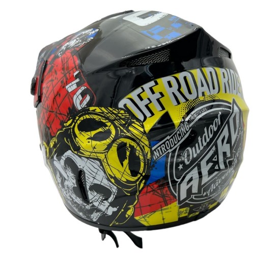 Casca cross/atv copii Mejia Skeleton negru/rosu/galben marime L