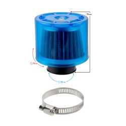 Filtru aer sport cu capac protectie, diametru 38mm, albastru