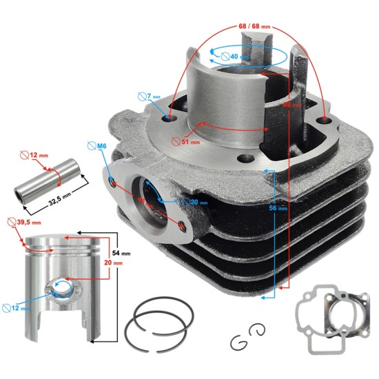 Set motor scuter Piaggio Typhoon 50cc, 40.00mm