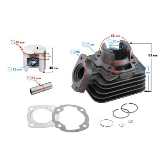 Set motor scuter Peugeot Buxy 50cc, 40.00mm