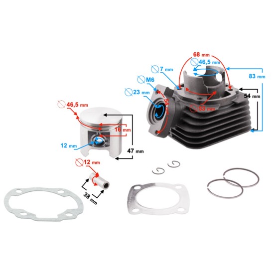 Set motor scuter Peugeot Buxy 80cc, 46.5mm