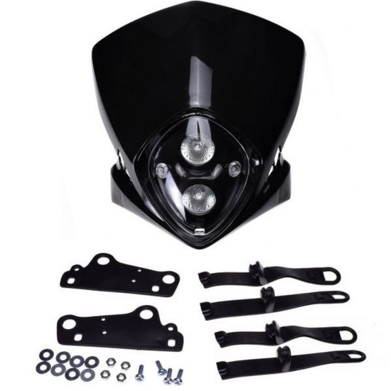 Carena si far fata cu prinderi universal cross-enduro, negru