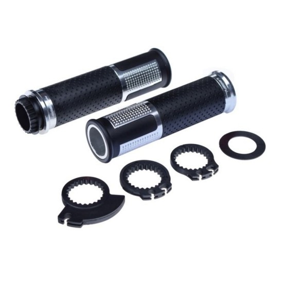 Set 2 mansoane universale moto, F1, negru/argintiu