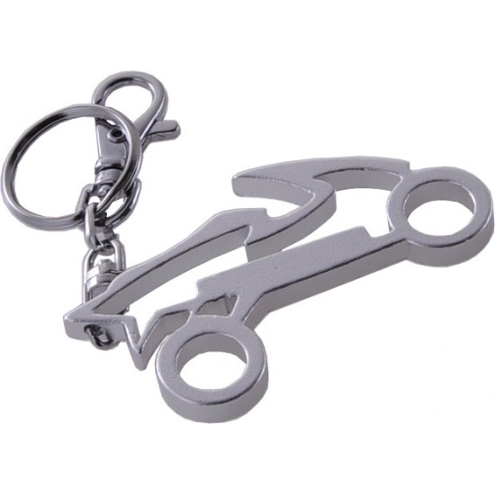 Breloc cheie moto, din metal, argintiu, Rival Store