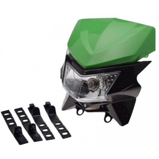 Carena si far fata cu prinderi universal cross-enduro Rival Store, verde/negru