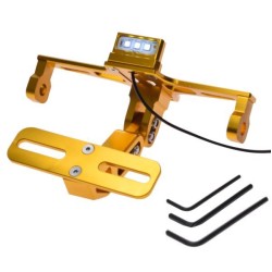 Suport reglabil nr inmatrculare cu iluminare led universal atv-moto, aluminiu, galben, Rival Store