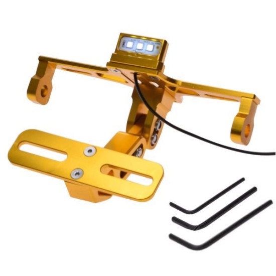 Suport reglabil nr inmatrculare cu iluminare led universal atv-moto, aluminiu, galben, Rival Store