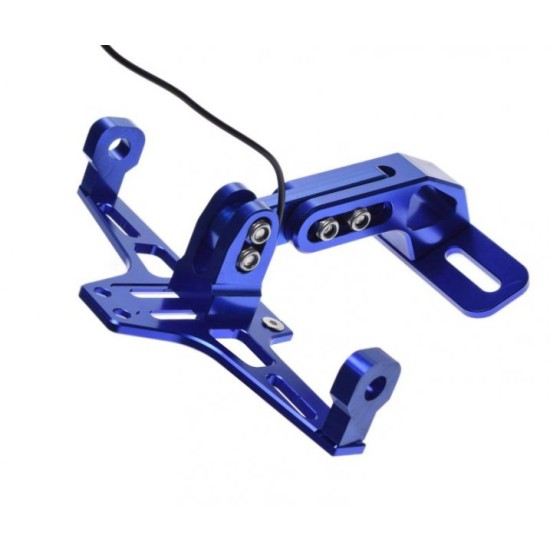 Suport reglabil nr inmatrculare cu iluminare led universal atv-moto, aluminiu, albastru, Rival Store