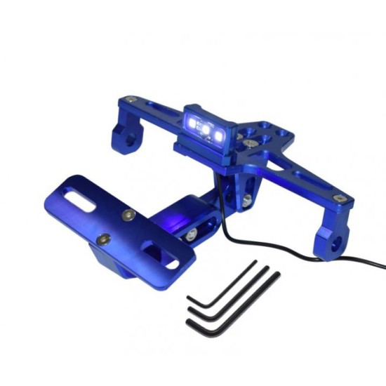 Suport reglabil nr inmatrculare cu iluminare led universal atv-moto, aluminiu, albastru, Rival Store